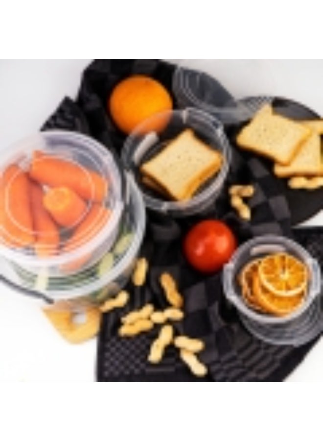 فافيلا طقم أوعية بلاستيك مدورة قابلة لإعادة الاستخدام من فافيلا يمكن استخدامها لتخزين الطعام وتحضير بقايا الطعام طقم مكون من 4 قطع بأحجام مختلفة (600-1200-2100-3400 مل) شفاف - كود9024 - Image 4